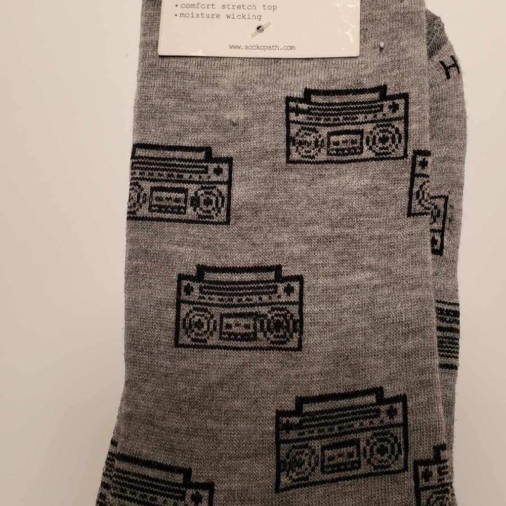 Sockopath men’s dress socks with retro boom box
